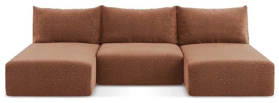 Разтегателен ъглов диван с място за съхранение в тухлен цвят Kalena – Makamii