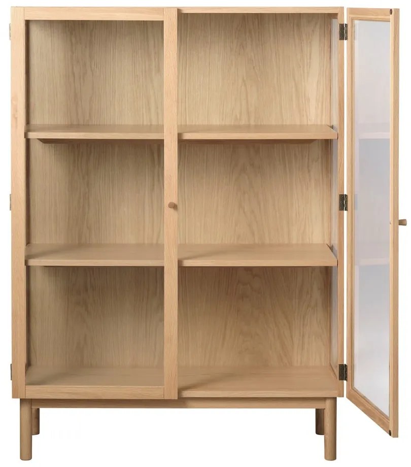 Витрина от дъбова дървесина в естествен цвят 140x100 cm Elba - Unique Furniture