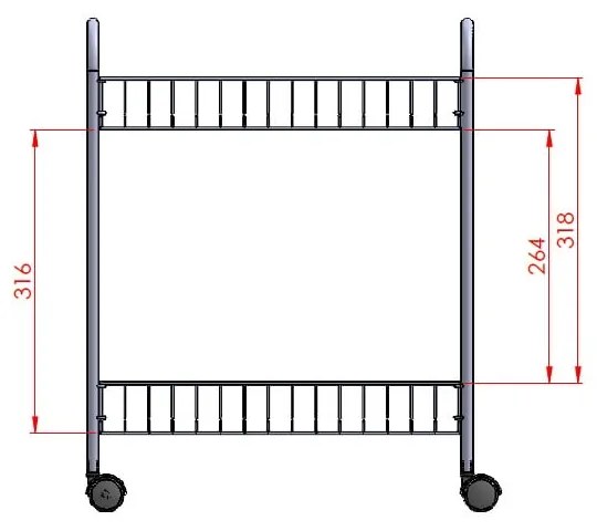 Мобилен двуетажен рафт Greg, дължина 41 cm - Metaltex