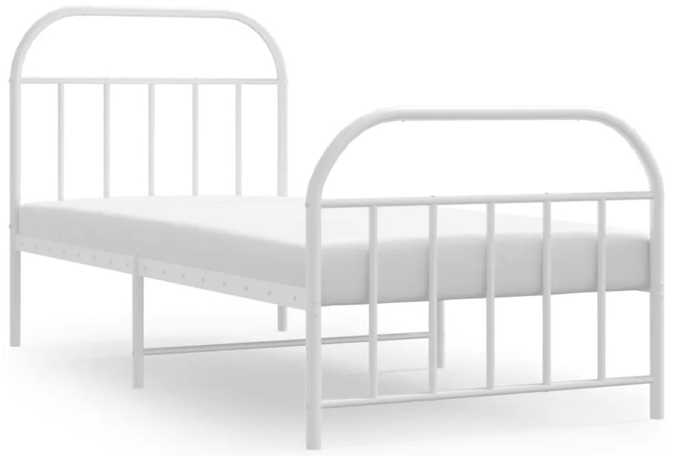 353693 vidaXL Метална рамка за легло с горна и долна табла, бяла, 80x200 см