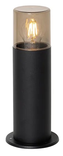 Стойка за външна лампа черна с опушен абажур 30 см IP44 - Odense