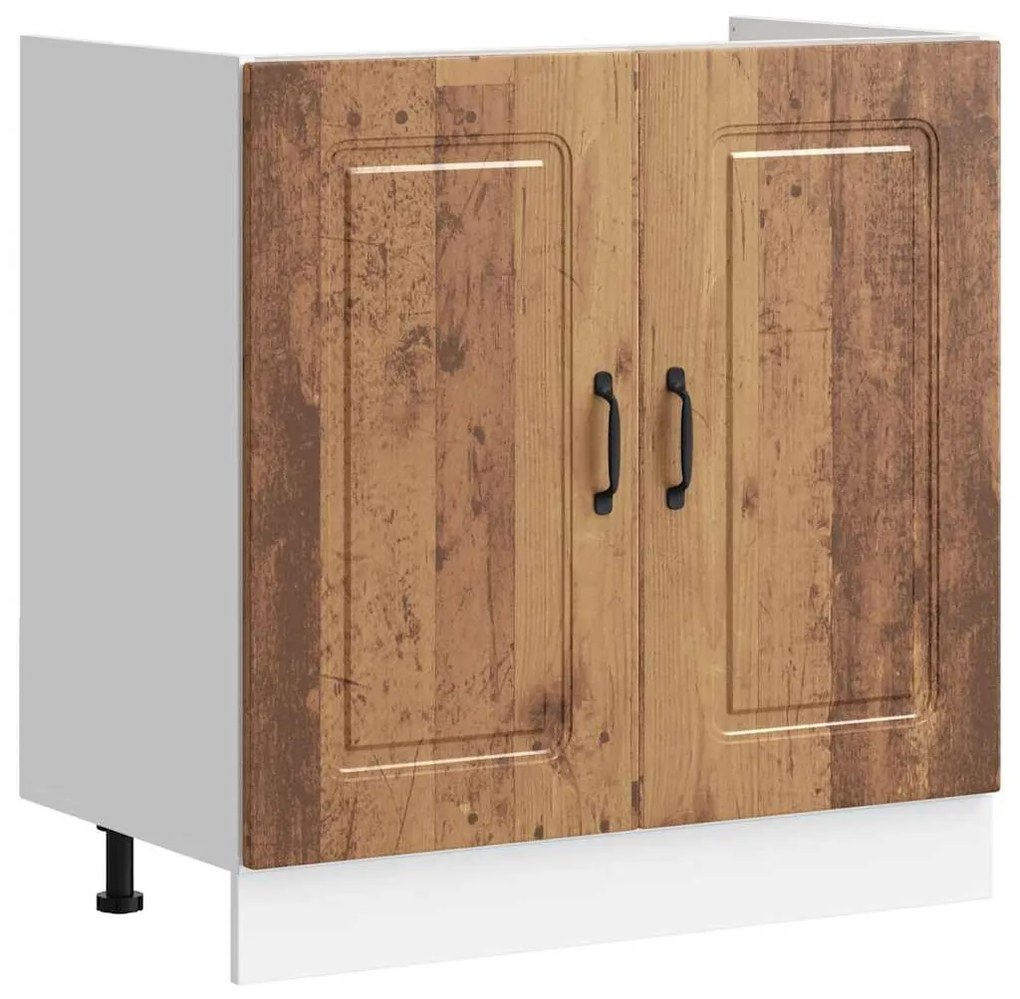 853455 vidaXL Шкаф за мивка, Kalmar, старо дърво 80x46x81,5см инженерно дърво