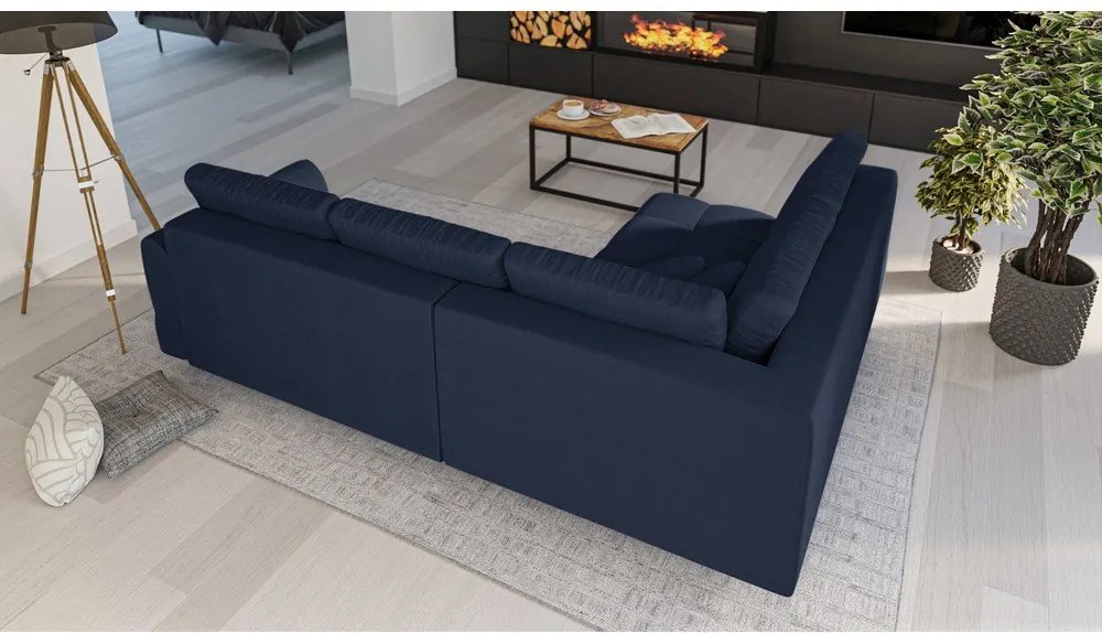 Тъмносин ъглов диван (ляв ъгъл) Ariella - Ropez