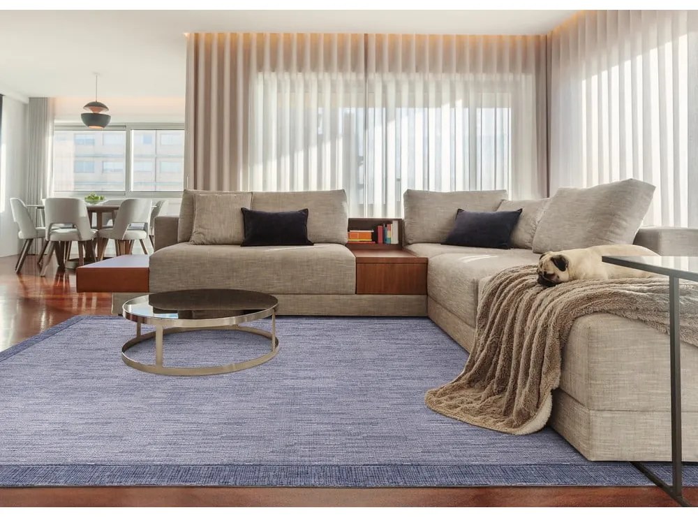 Тъмносин вълнен килим 200x300 cm Linea - Agnella