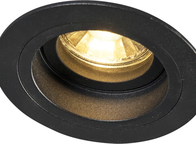 Интелигентен вграден прожектор черен кръг вкл. WiFi GU10 - Chuck