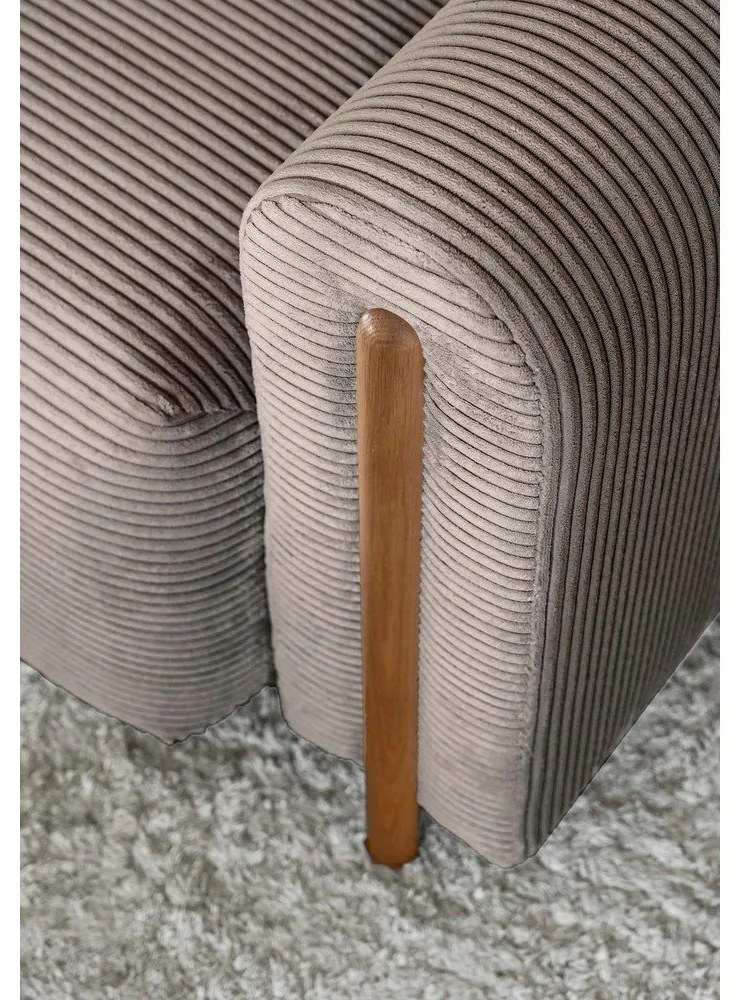 Светлокафяв разтегателен диван с място за съхранение от рипсено кадифе 244 cm Arcadova – ELTAP