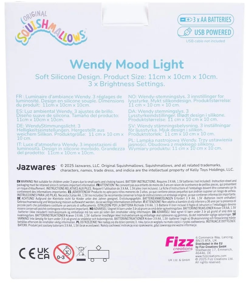 Зелена детска нощна лампа Fizz Wendy – SQUISHMALLOWS