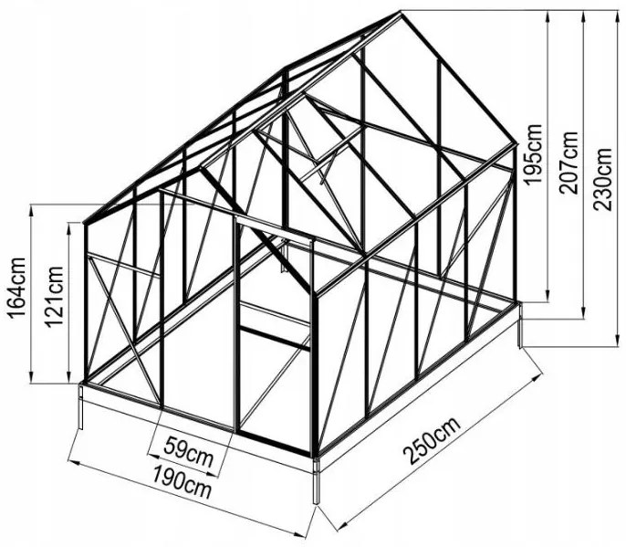 Поликарбонатна оранжерия 2,5x1,9x1,95m