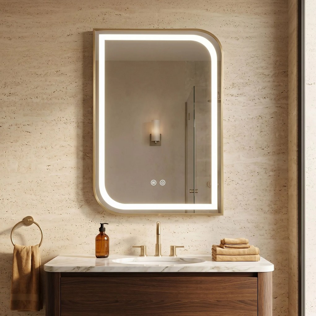 Огледало LED ZONE 80X60 GOLD BRUSH
