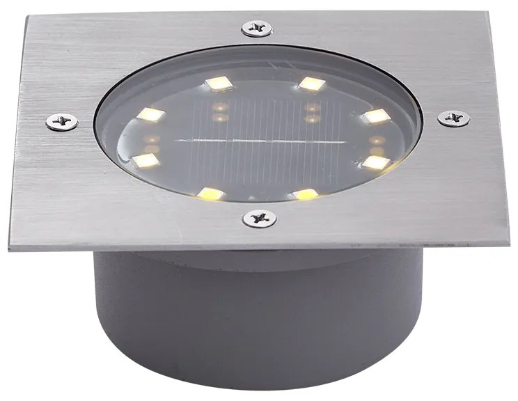 Комплект от 6 наземни прожектора алуминиеви квадратни с LED IP65 соларни - Terry