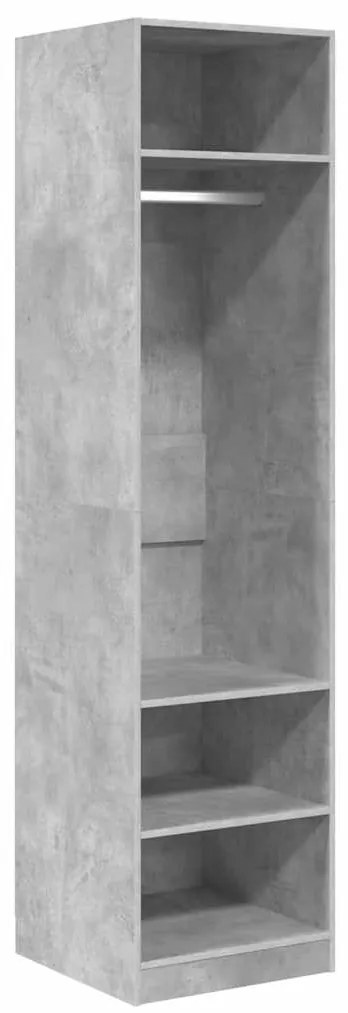 800238 vidaXL Гардероб, бетоново сив, 50x50x200 см, инженерно дърво