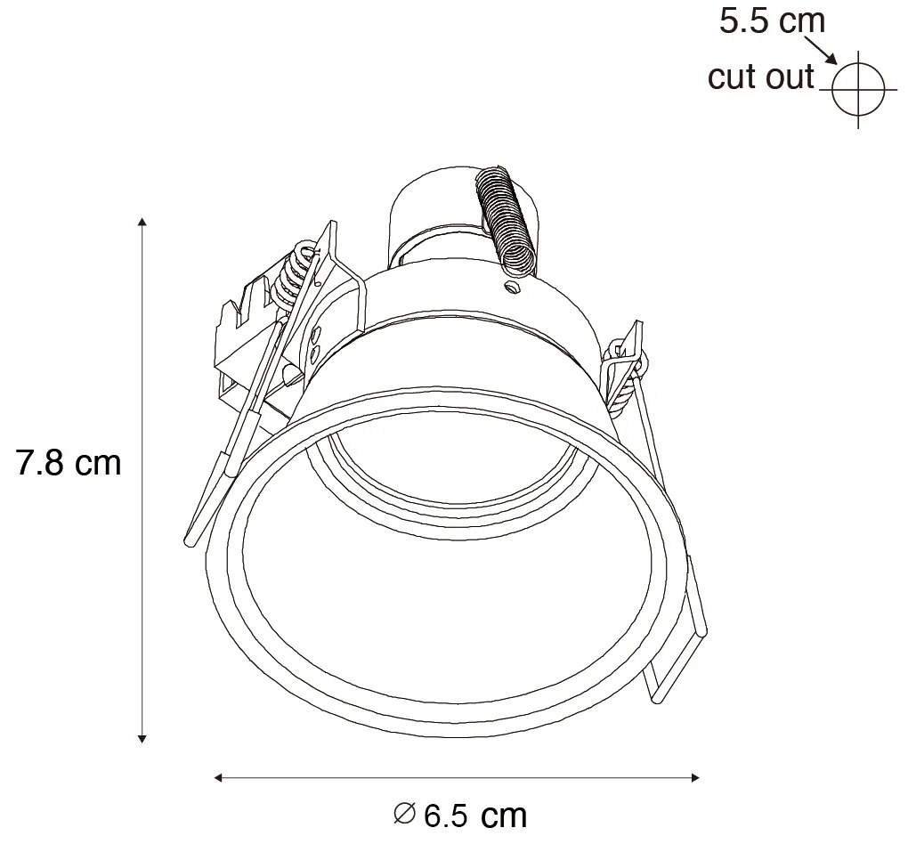 Комплект от 6 черни вградени прожектори GU10 35mm IP44 - Dept