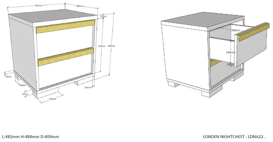 Тъмносиво детско нощно шкафче London – Vipack