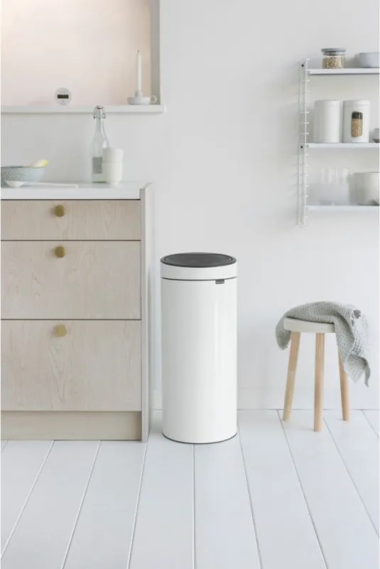 Кош за боклук Brabantia Touch Bin New 649999, 30 л, Безшумно и плавно затваряне, Бял