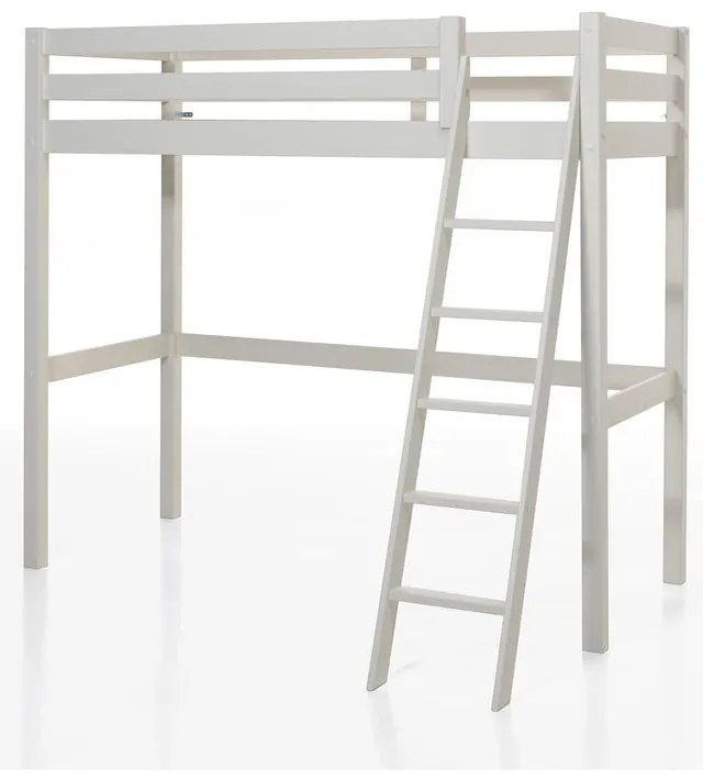 Бяло повдигнато детско легло от масивен бор 140x200 cm PINO – Vipack