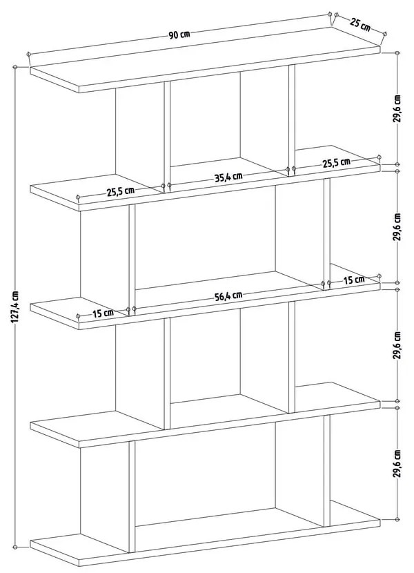 Бял/естествен дъбов шкаф за книги 90x127 cm Harmon - Kalune Design