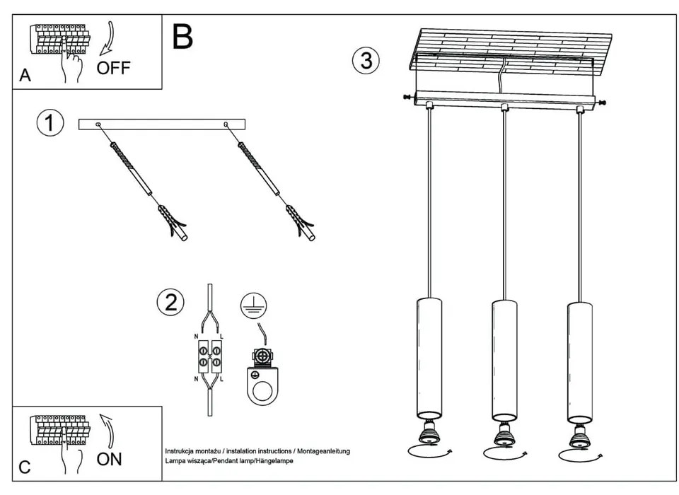 Кремаво висящо осветително тяло Castro – Sollux