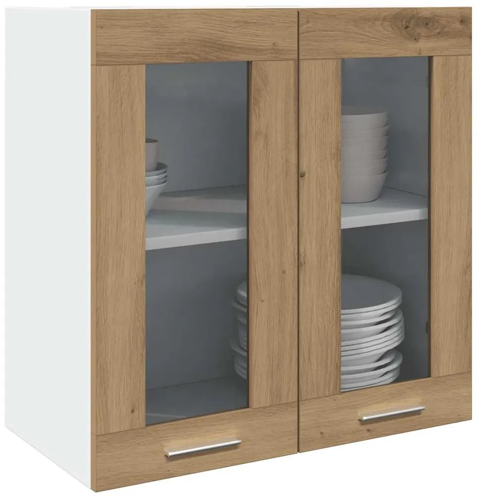 856168 vidaXL Кухненски стенен шкаф "Lyon" със стъклена врата, цвят Artisan Oak, 60x31x60 см