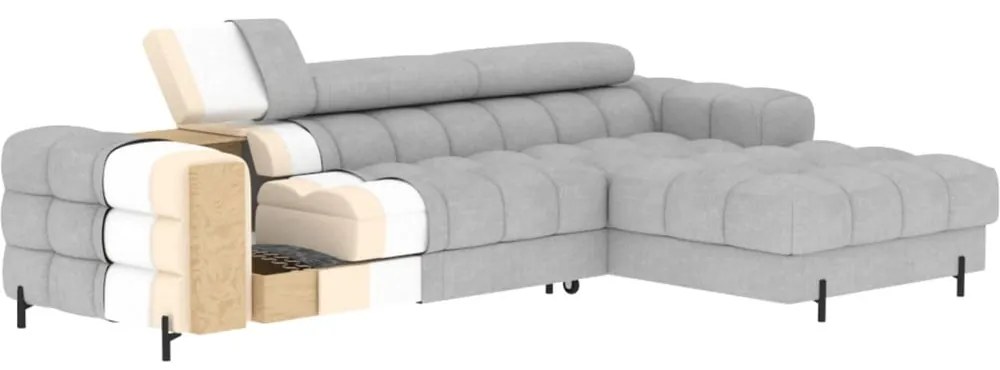 Син сгъваем/с място за съхранение ъглов диван от прежда с примки от букле (десен ъгъл) Felro – ELTAP