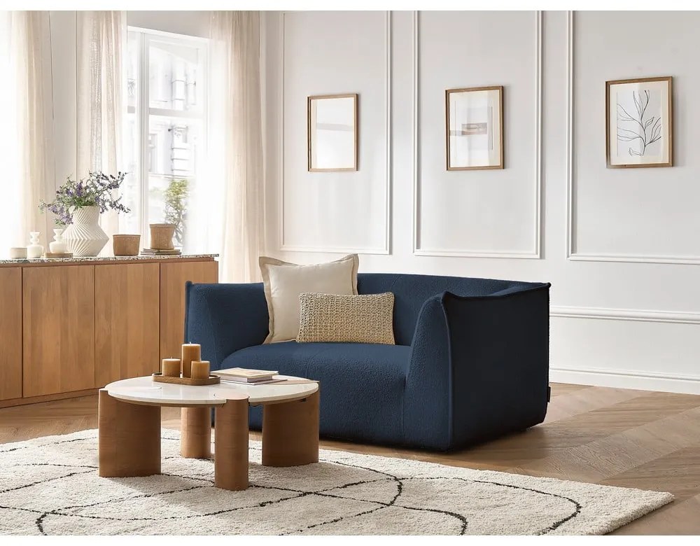 Тъмносин диван от прежда с примки от букле 170 cm Giorgia – Bobochic Paris