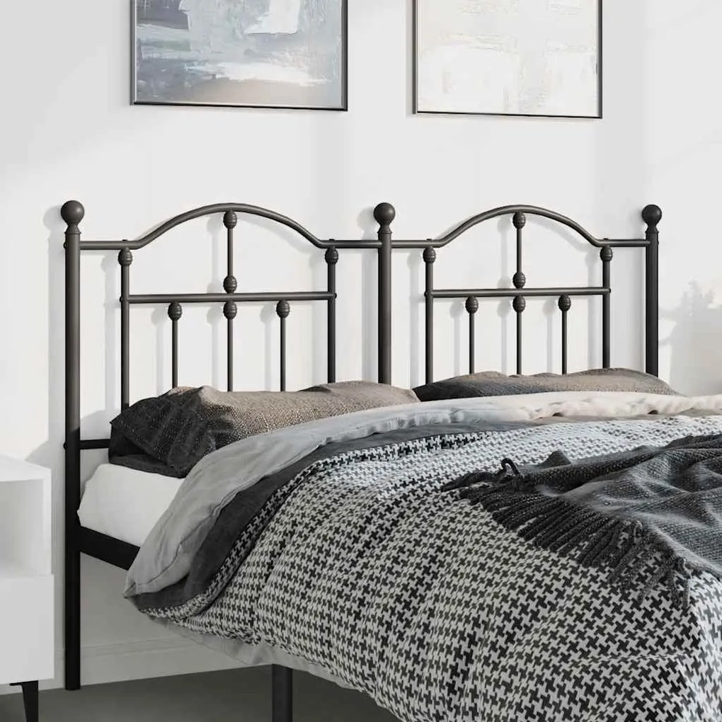 353471 vidaXL Метална табла за глава, черна, 135 см