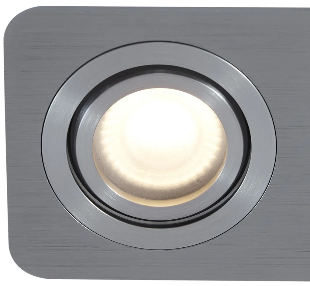 Комплект от 6 заоблени вградени спота Gunmetal GU10 50mm регулируеми IP44 2-светлини - Alberto