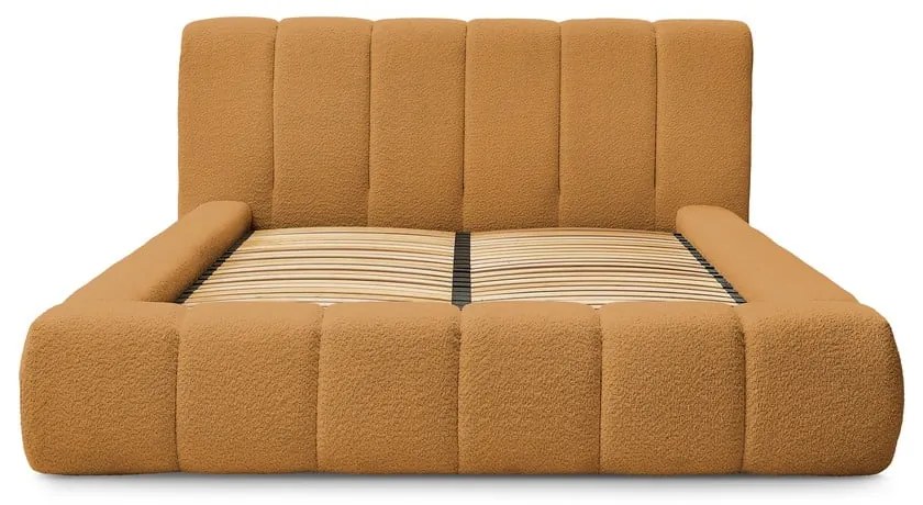 Двойно тапицирано легло с място за съхранение с включена подматрачна рамка в цвят горчица 140x190 cm Denali – Bobochic Paris