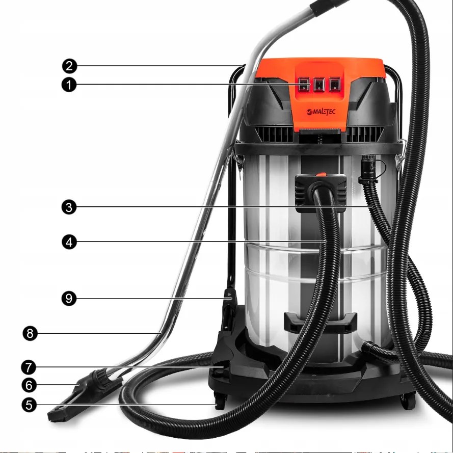 Индустриална прахосмукачка без торбичка MALTEC ML3600W 3000W 80L