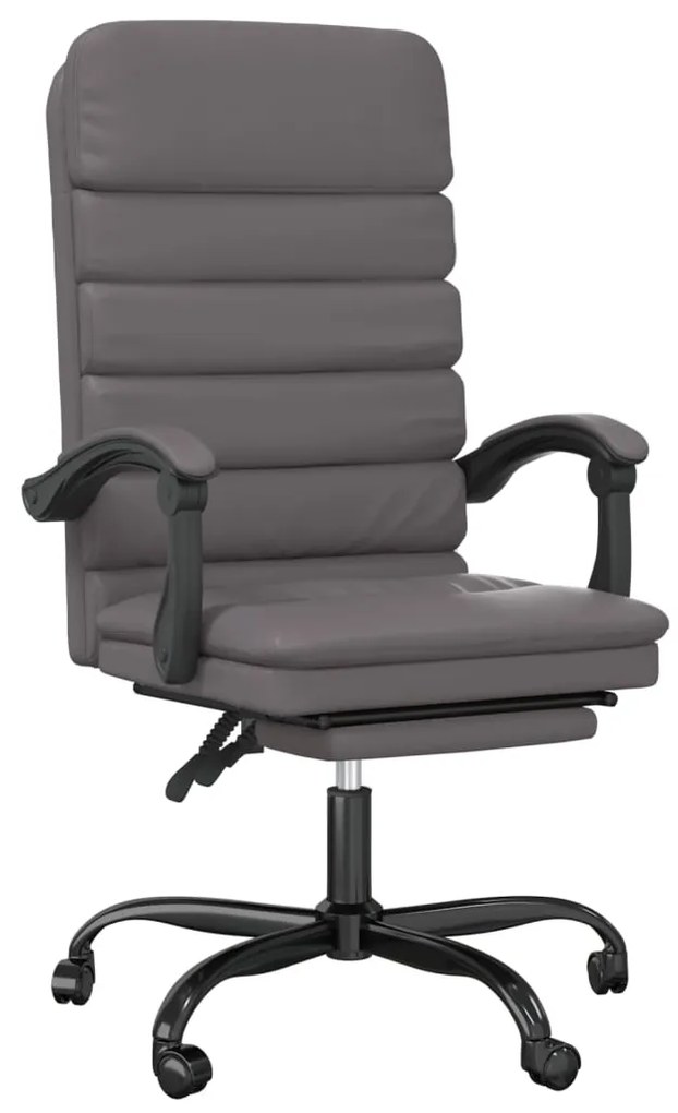349729 vidaXL Масажен наклоняем офис стол, сив, изкуствена кожа