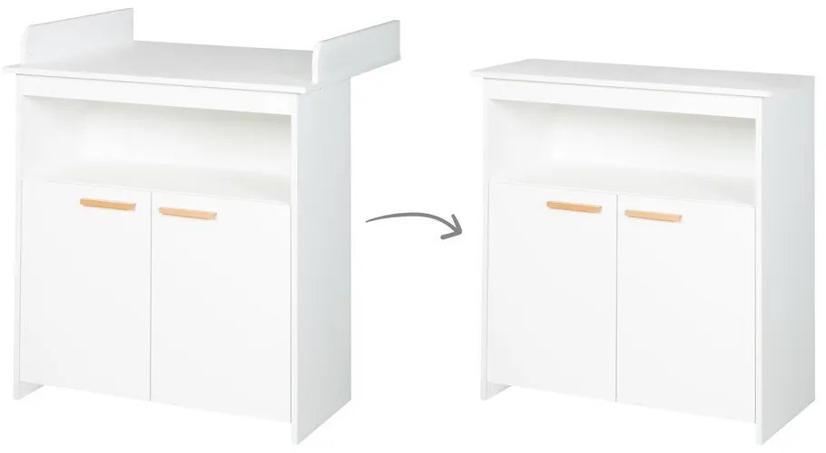 Бял детски скрин с маса за преповиване 88x98x75 cm Anton – Roba