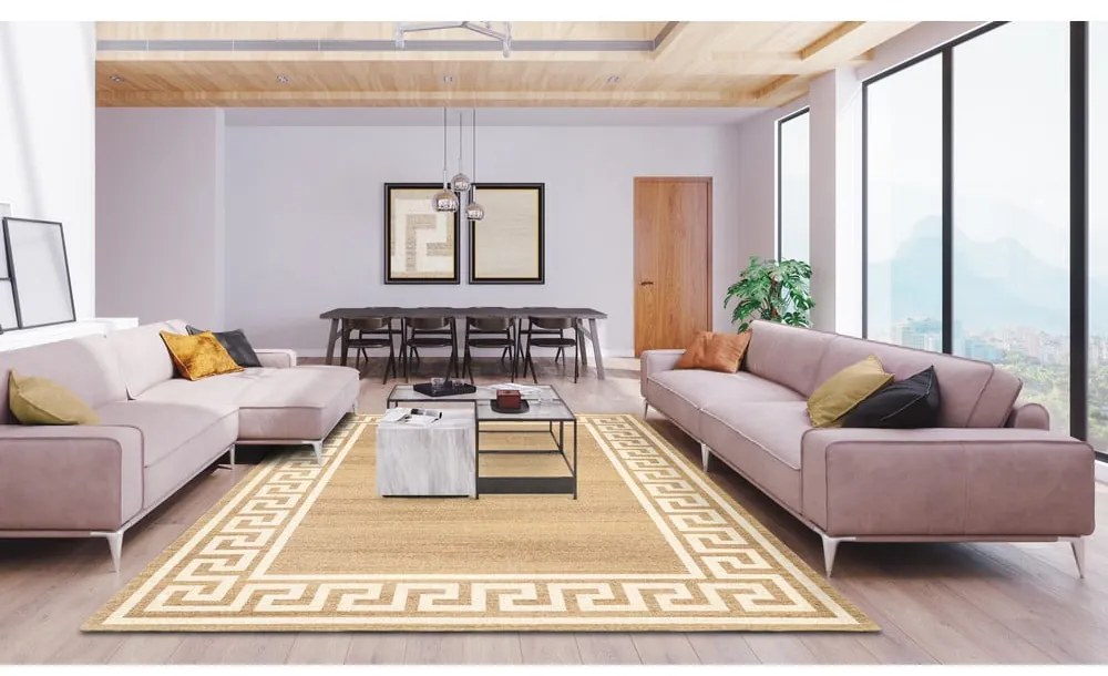 Светлокафяв вълнен килим 133x180 cm Cesar - Agnella