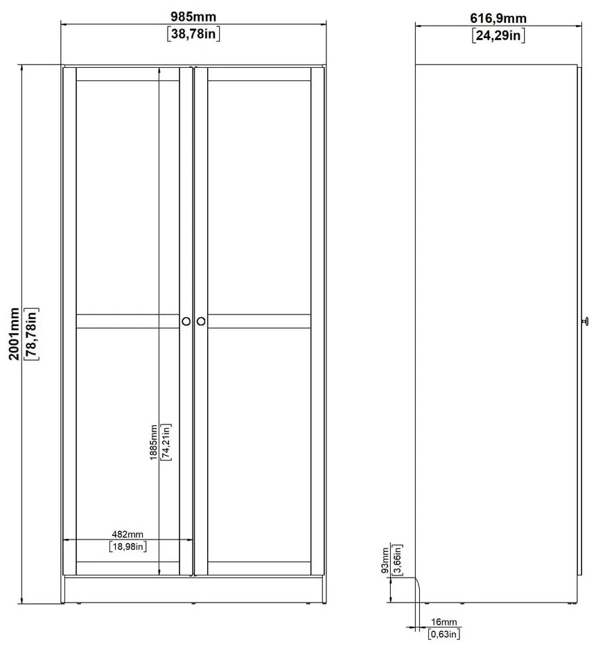 Бял гардероб 99x200x62 cm Billund – Tvilum