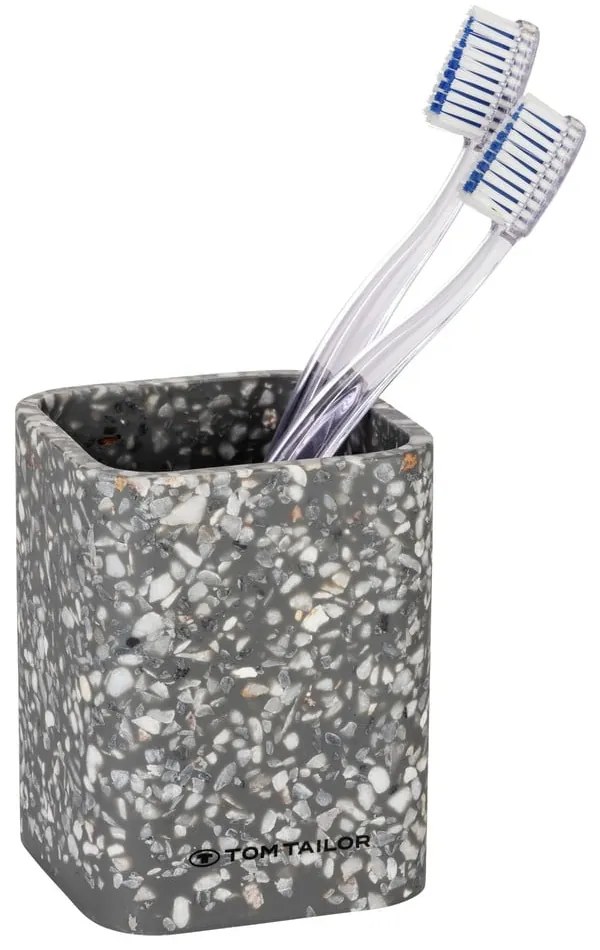 Сива чаша за четки за зъби от полиресин Tom Tailor T-Terrazzo – Wenko