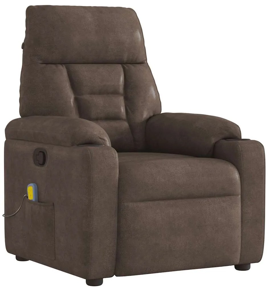 4015569 vidaXL Масажен наклоняем стол, кафяв, микрофибърен текстил
