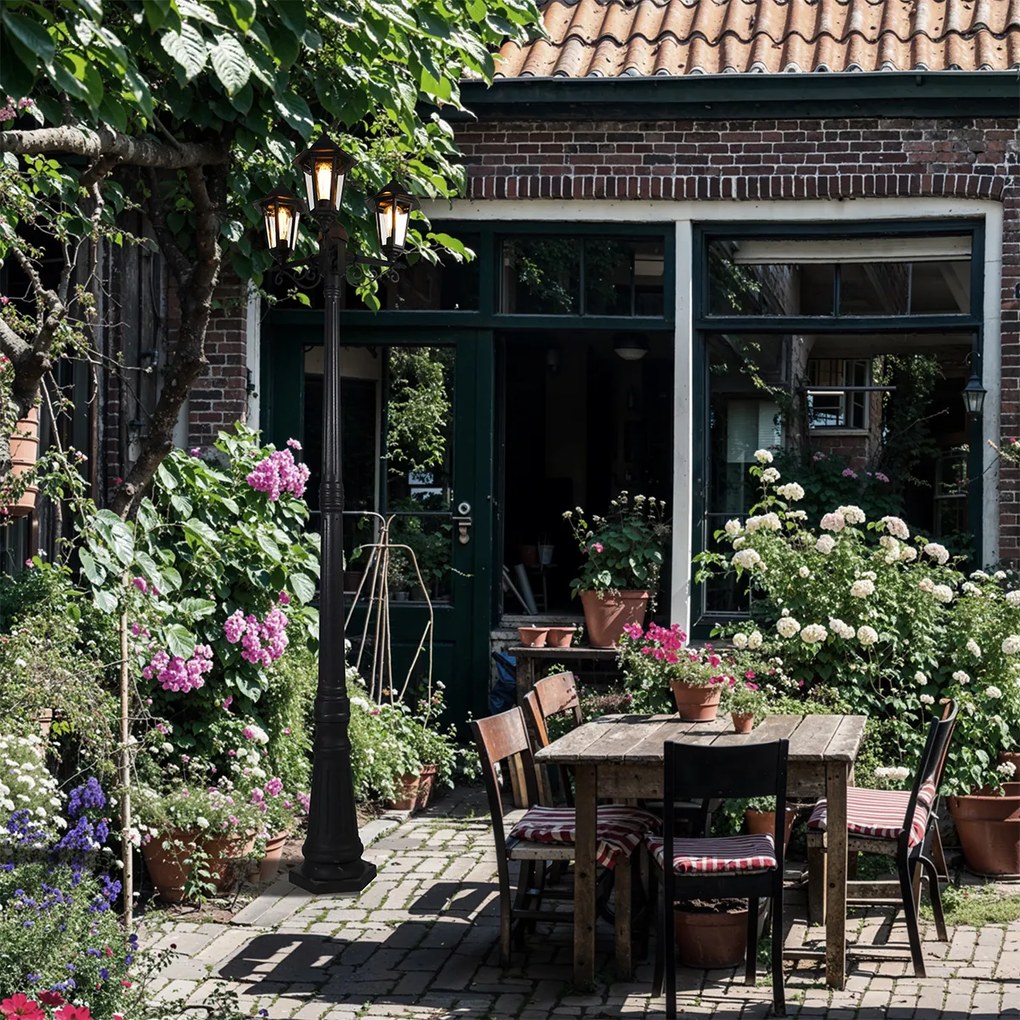 Класически външен фенер черен 3 светлини IP44 - New Haven