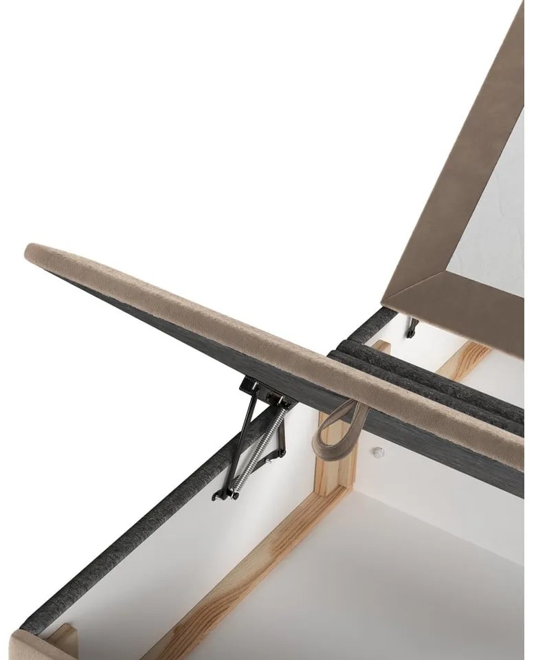 Бежово тапицирано двойно легло с място за съхранение 180x200 cm Tate – Maison de Rêve