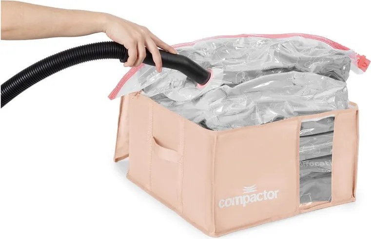 Вакуумна пластмасова кутия за съхранение на дрехи 42x40x25 cm Pink Edition – Compactor