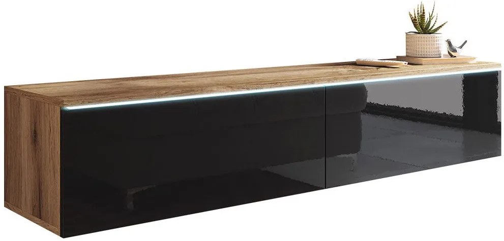 TV шкаф Dalia-Natural-Black Glossy