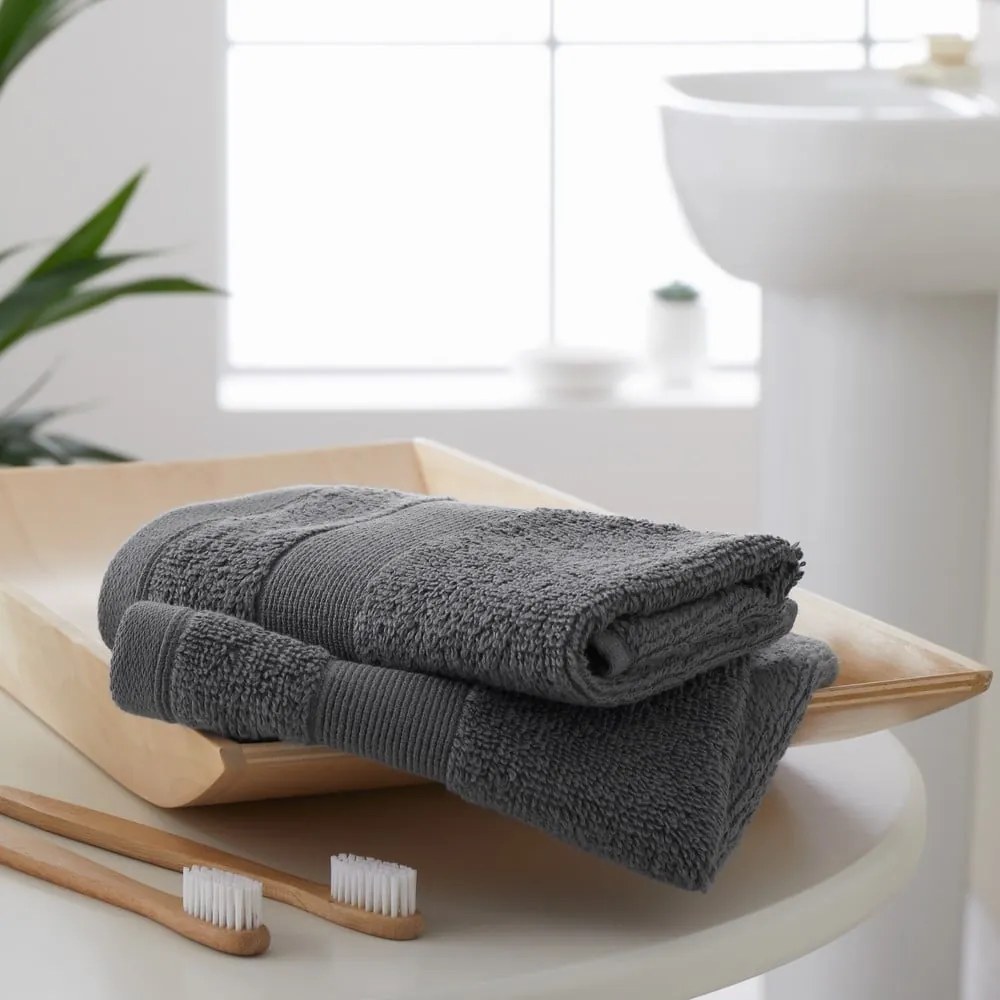 Тъмносиви памучни кърпи в комплект от 2 бр. от тери 30x30 cm Anti-Bacterial – Catherine Lansfield