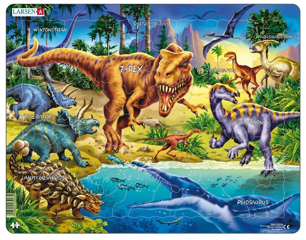 Larsen - Пъзел: Детски – "Динозаври" – 57 части, голям