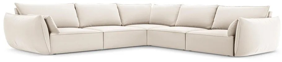Бежов кадифен ъглов диван Vanda – Mazzini Sofas