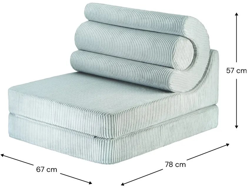 Детски стол от рипсено кадифе в цвят мента Flipster – Wigiwama