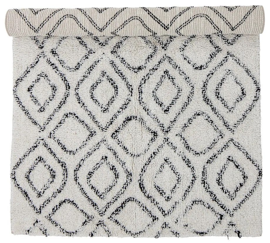 Бяло-сив памучен килим 90x150 cm Katie – Bloomingville