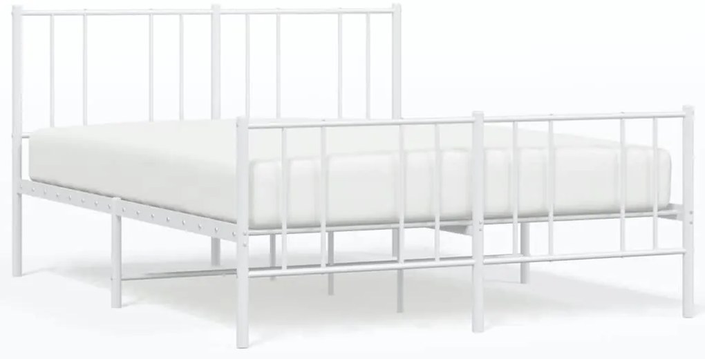 352547 vidaXL Метална рамка за легло с горна и долна табла, бяла, 140x190 см