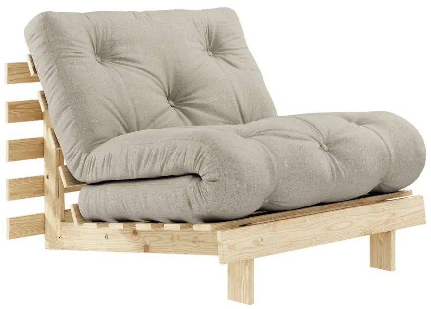 Сиво-бежово разтегаемо ленено кресло Roots – Karup Design