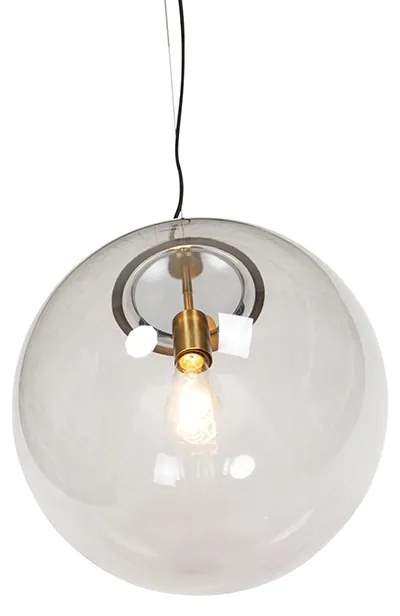 Модерна висяща лампа месинг с опушено стъкло 40 см - Ball
