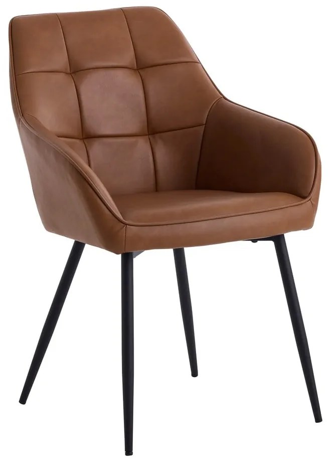 Кафяви тапицирани трапезни столове в комплект с подлакътници 2 бр. Nolan Square – Unique Furniture