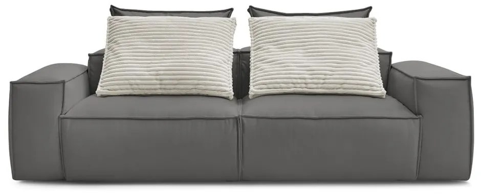 Сив диван от изкуствена кожа 260 cm Boheme – Bobochic Paris