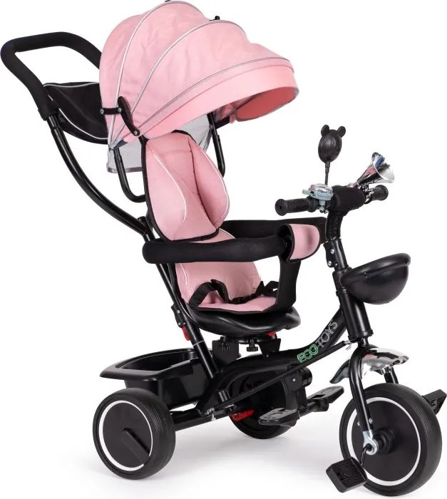 Триколка, детска количка розова ECOTOYS