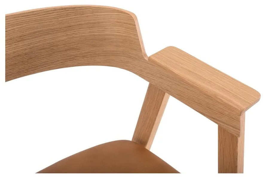 Кожен трапезен стол с подлакътници в кафяв и естествен цвят Flip – Gazzda